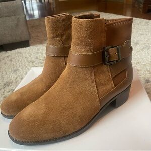 Brown Suede Ankle Boots with Buckle